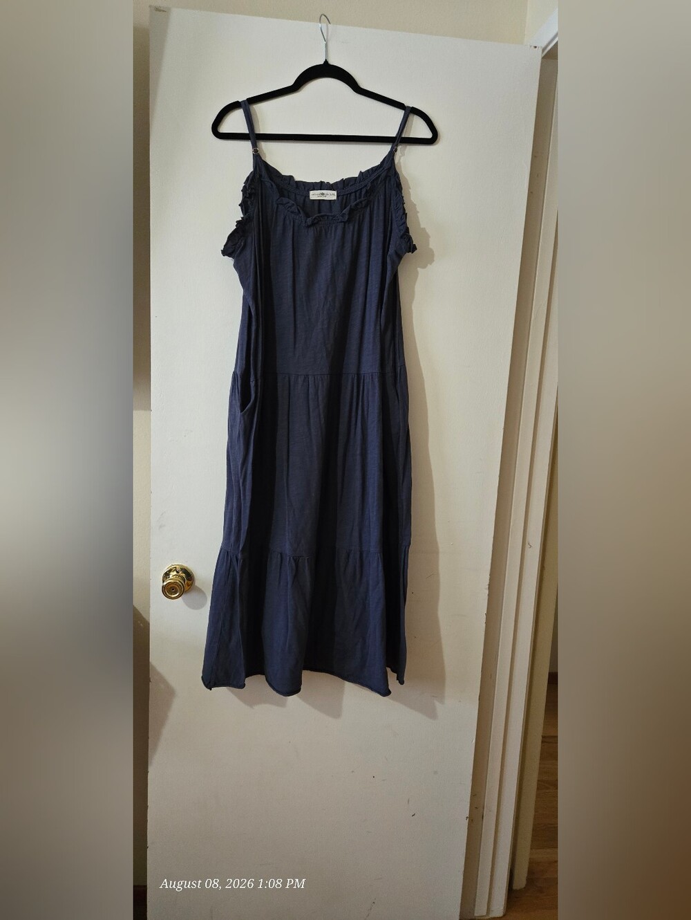 Natural Life Harley Women's Navy Blue Tiered Cotton Maxi Dress